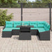 Bankstel 9 st Zwart en Blauw poly rattan