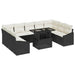 Bankstel 10 st Zwart en Crème poly rattan