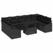 Bankstel 10 st Zwart poly rattan