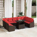 Bankstel 10 st 9-Aantal zitplaatsen Bruin en Rood poly rattan