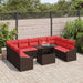 Bankstel 10 st 9-Aantal zitplaatsen Bruin en Rood poly rattan