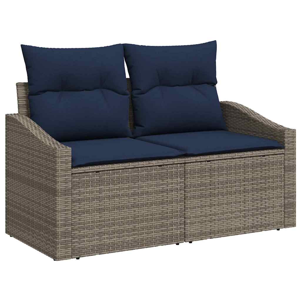 Bankstel 10 st 9-Aantal zitplaatsen Zwart en Blauw poly rattan