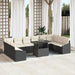 Bankstel 11 st Zwart en Crème poly rattan