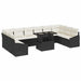 Bankstel 11 st Zwart en Crème poly rattan