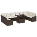 Bankstel 11 st Bruin en Crème poly rattan