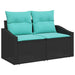 Bankstel 11 st 10-Aantal zitplaatsen Zwart en Blauw poly rattan