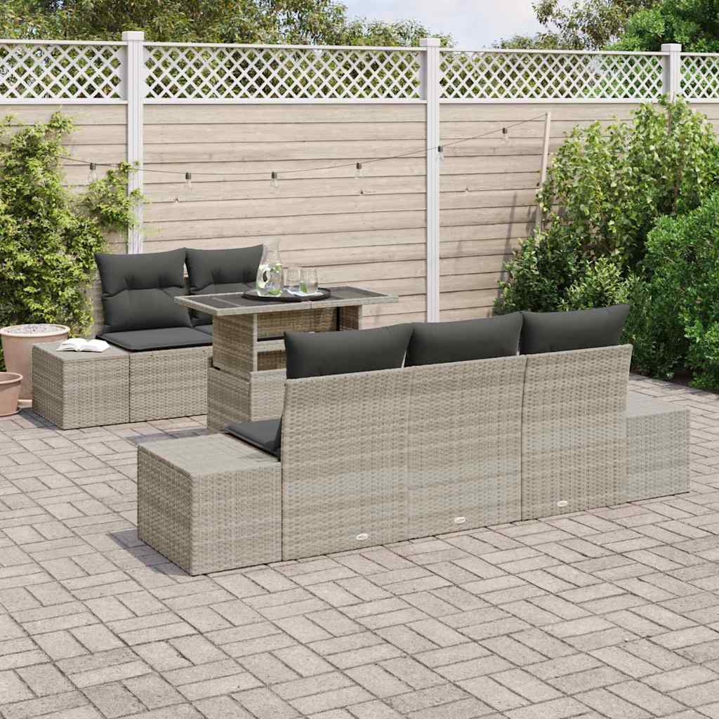 Bankstel 6 st Lichtgrijs poly rattan