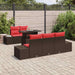 Bankstel 6 st 5-Aantal zitplaatsen Bruin en Rood poly rattan