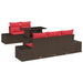 Bankstel 6 st 5-Aantal zitplaatsen Bruin en Rood poly rattan