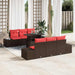 Bankstel 7 st 6-Aantal zitplaatsen Bruin en Rood poly rattan