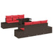 Bankstel 7 st 6-Aantal zitplaatsen Bruin en Rood poly rattan