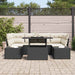 Bankstel 7 st Zwart en Crème poly rattan