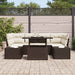 Bankstel 7 st Bruin en Crème poly rattan