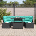 Bankstel 7 st 6-Aantal zitplaatsen Zwart en Blauw poly rattan
