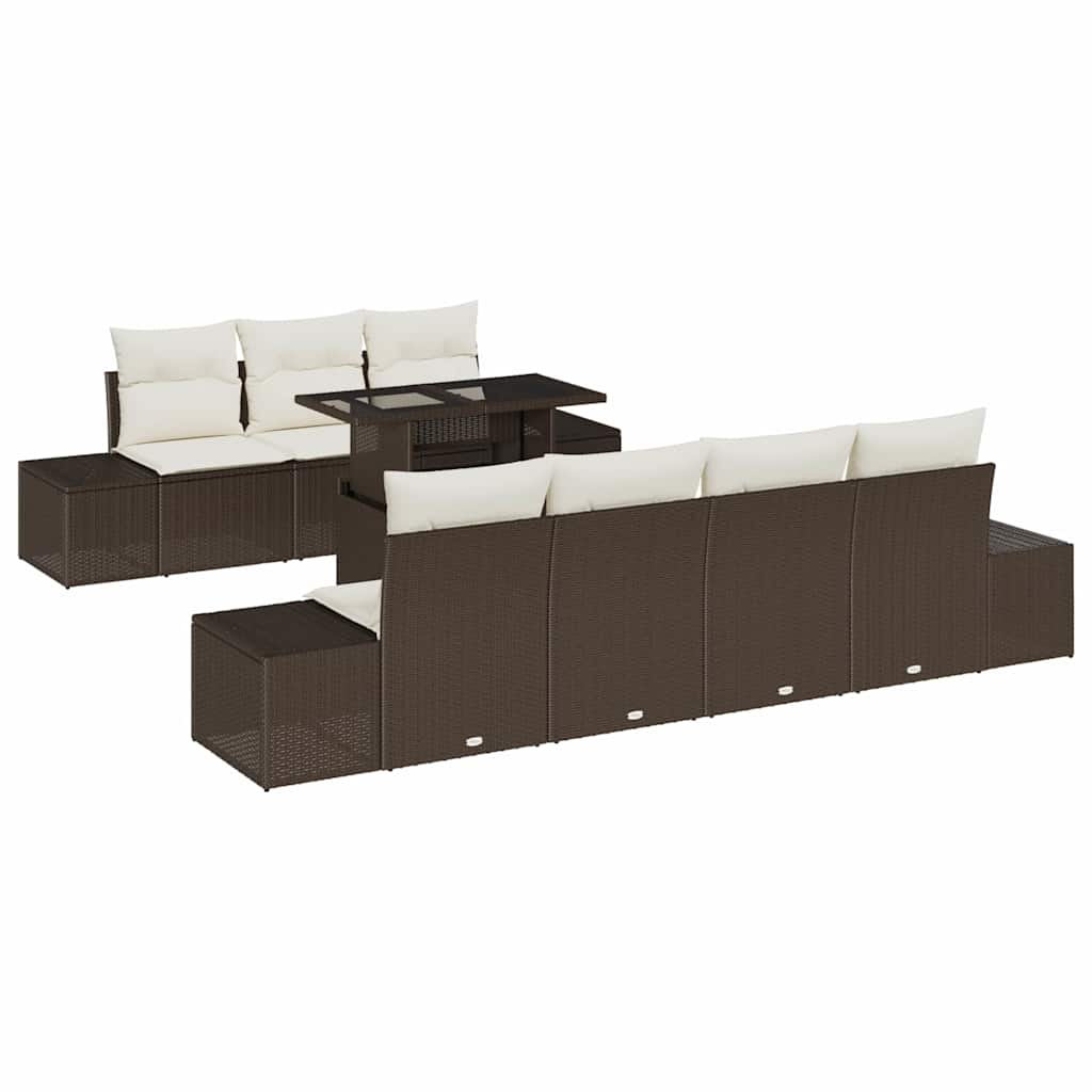 Bankstel 8 st Bruin en Crème poly rattan