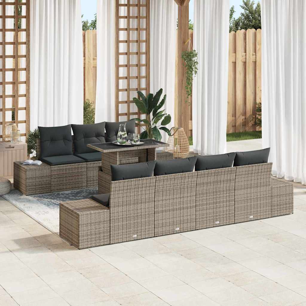 Bankstel 8 st Grijs poly rattan