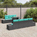 Bankstel 8 st 7-Aantal zitplaatsen Zwart en Blauw poly rattan