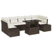 Bankstel 8 st Bruin en Crème poly rattan
