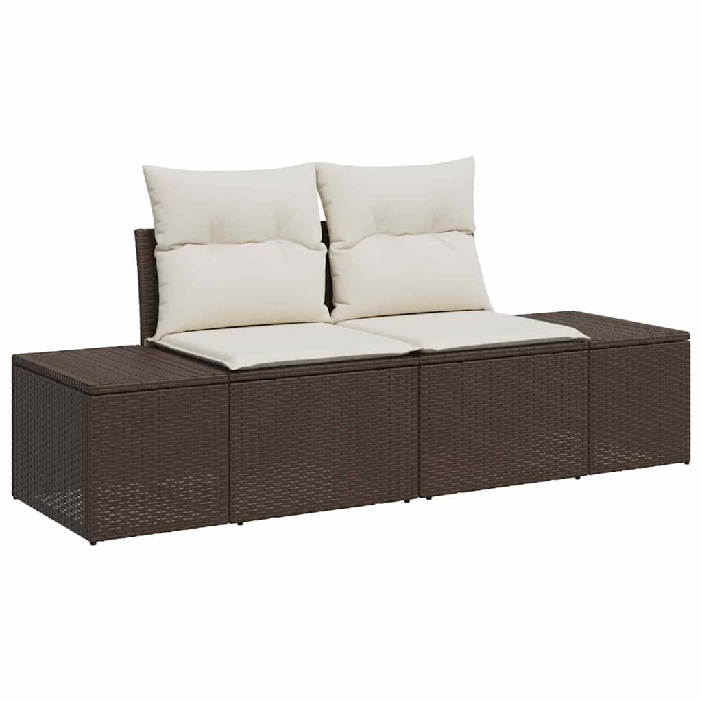 Bankstel 8 st Bruin en Crème poly rattan