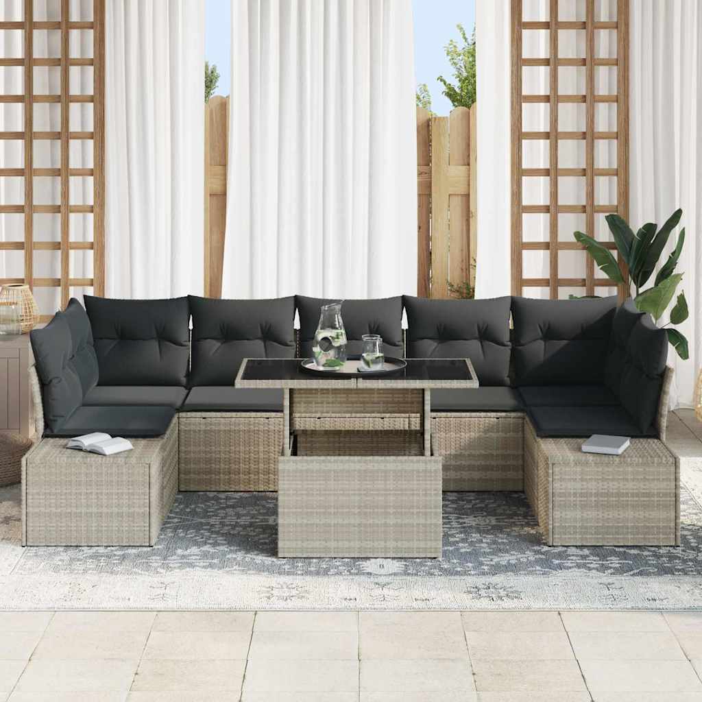 Bankstel 8 st Lichtgrijs poly rattan