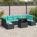 Tuin Sofa Set 8 st 7-Aantal zitplaatsen Zwart en Blauw