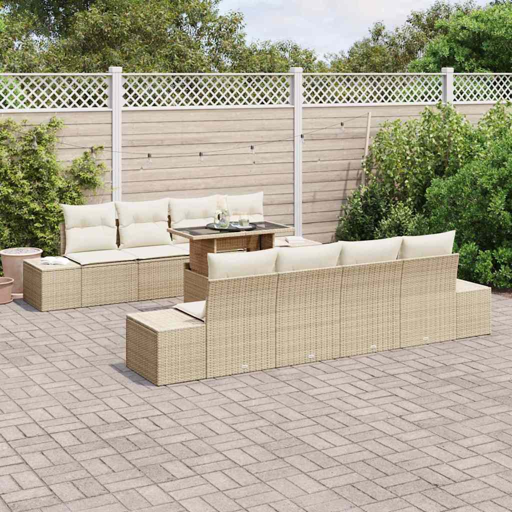 Tuin Sofa Set 9 st Beige en Crème poly rattan