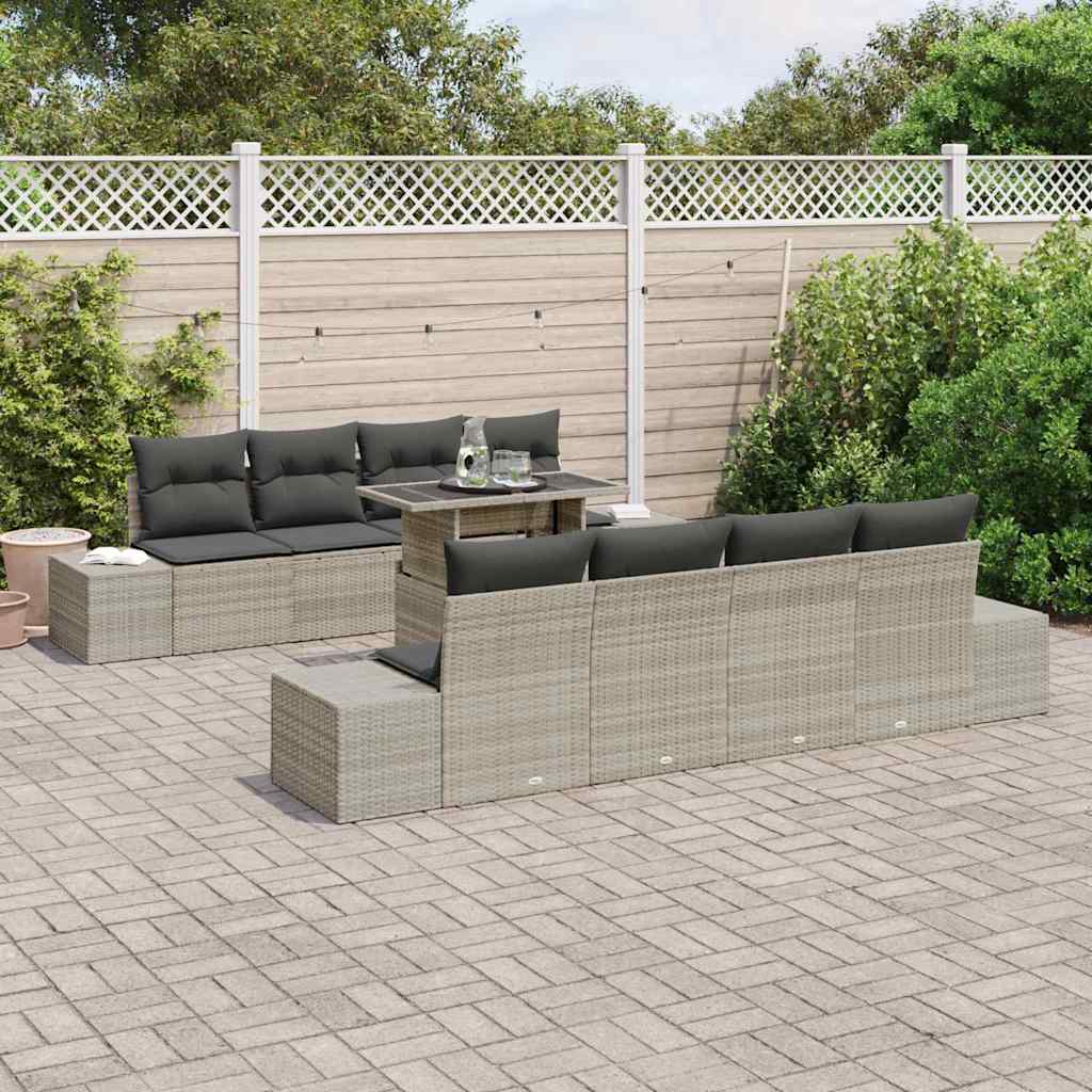 Tuin Sofa Set 9 st Lichtgrijs poly rattan