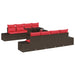 Tuin Sofa Set 9 st 8-Aantal zitplaatsen Bruin en Rood