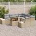 Tuin Sofa Set 9 st Beige en Licht Grijs poly rattan