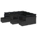 Tuin Sofa Set 9 st Zwart poly rattan