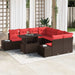 Tuin Sofa Set 9 st 8-Aantal zitplaatsen Bruin en Rood