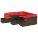 Tuin Sofa Set 9 st 8-Aantal zitplaatsen Bruin en Rood
