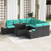 Tuin Sofa Set 9 st 8-Aantal zitplaatsen Zwart en Blauw