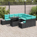 Tuin Sofa Set 9 st 8-Aantal zitplaatsen Zwart en Blauw