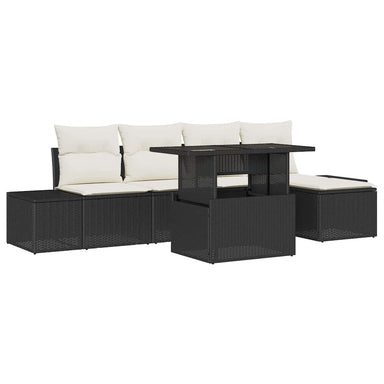 Tuin Sofa Set 6 st Zwart en Crème poly rattan