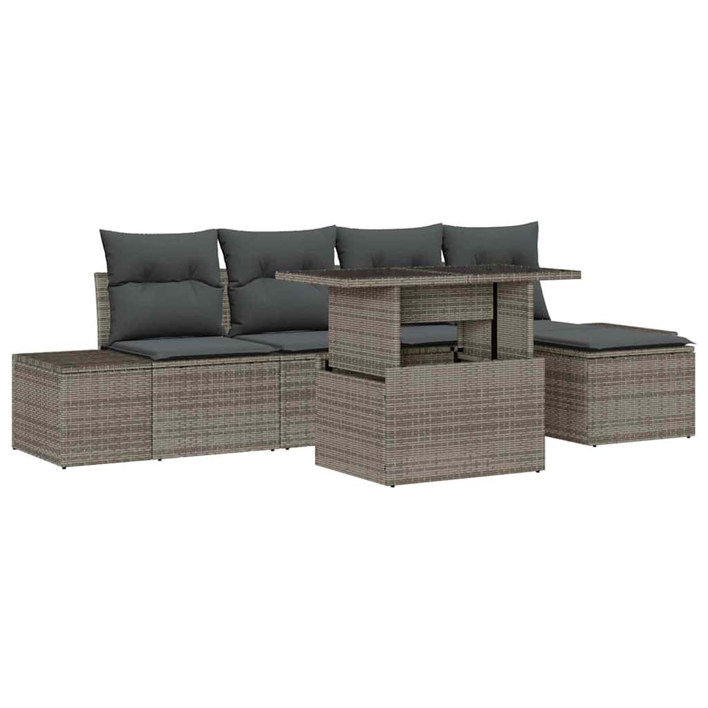Tuin Sofa Set 6 st Grijs poly rattan