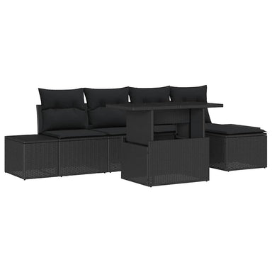 Tuin Sofa Set 6 st Zwart poly rattan