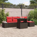 Tuin Sofa Set 6 st Bruin en Rood poly rattan
