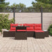 Tuin Sofa Set 6 st Bruin en Rood poly rattan