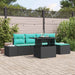 Tuin Sofa Set 6 st Zwart en Blauw poly rattan