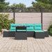 Tuin Sofa Set 6 st Zwart en Blauw poly rattan