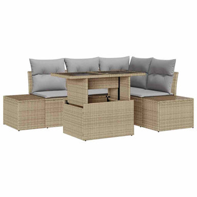 Tuin Sofa Set 5 st Beige en Licht Grijs poly rattan