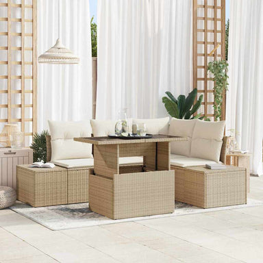 Tuin Sofa Set 5 st Beige en Crème poly rattan