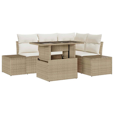 Tuin Sofa Set 5 st Beige en Crème poly rattan