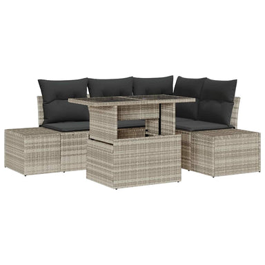 Tuin Sofa Set 5 st Lichtgrijs poly rattan