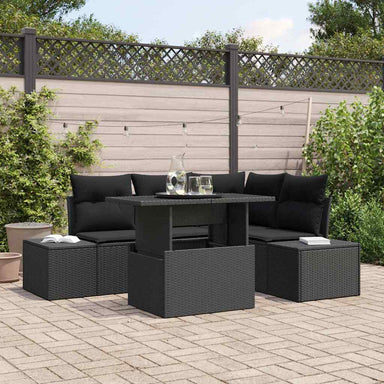 Tuin Sofa Set 5 st Zwart poly rattan