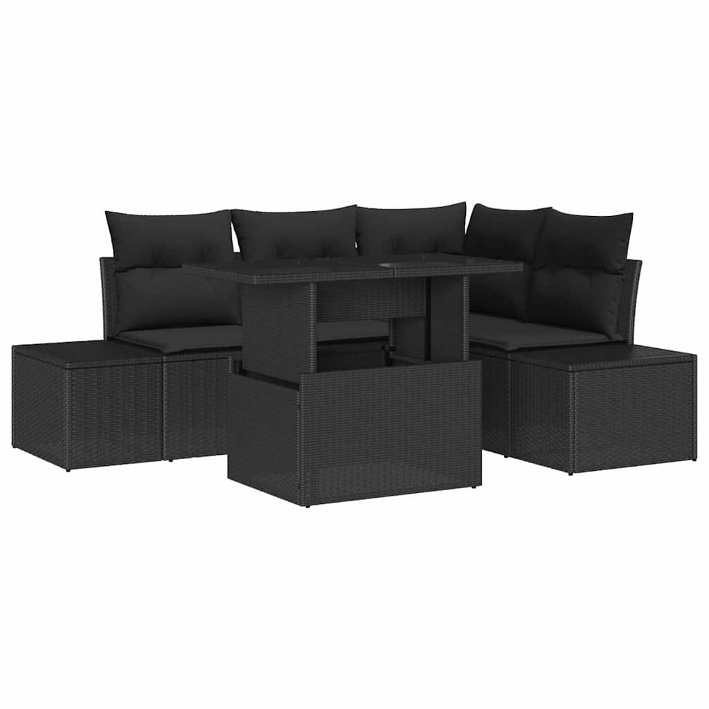 Tuin Sofa Set 5 st Zwart poly rattan