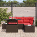 Tuin Sofa Set 6 st 4-Aantal zitplaatsen Bruin en Rood