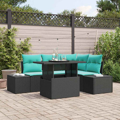 Tuin Sofa Set 6 st 4-Aantal zitplaatsen Zwart en Blauw
