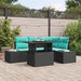 Tuin Sofa Set 6 st 4-Aantal zitplaatsen Zwart en Blauw